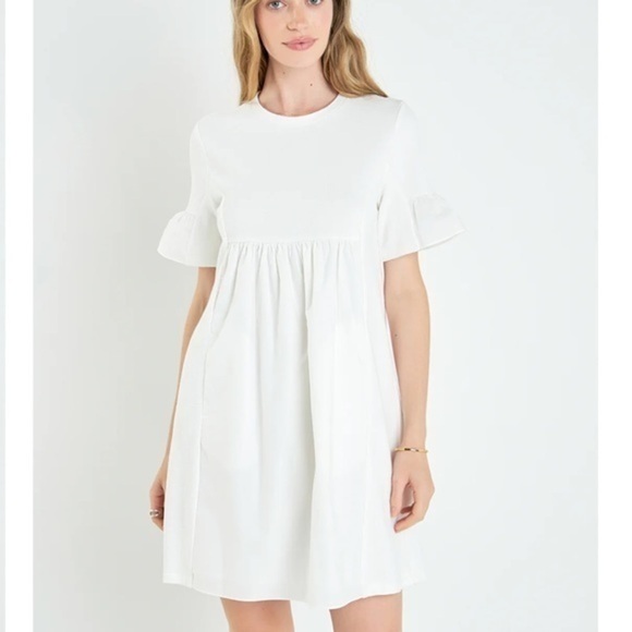 English Factory Mini Dress Cotton Terry In White size Medium - Picture 1 of 10